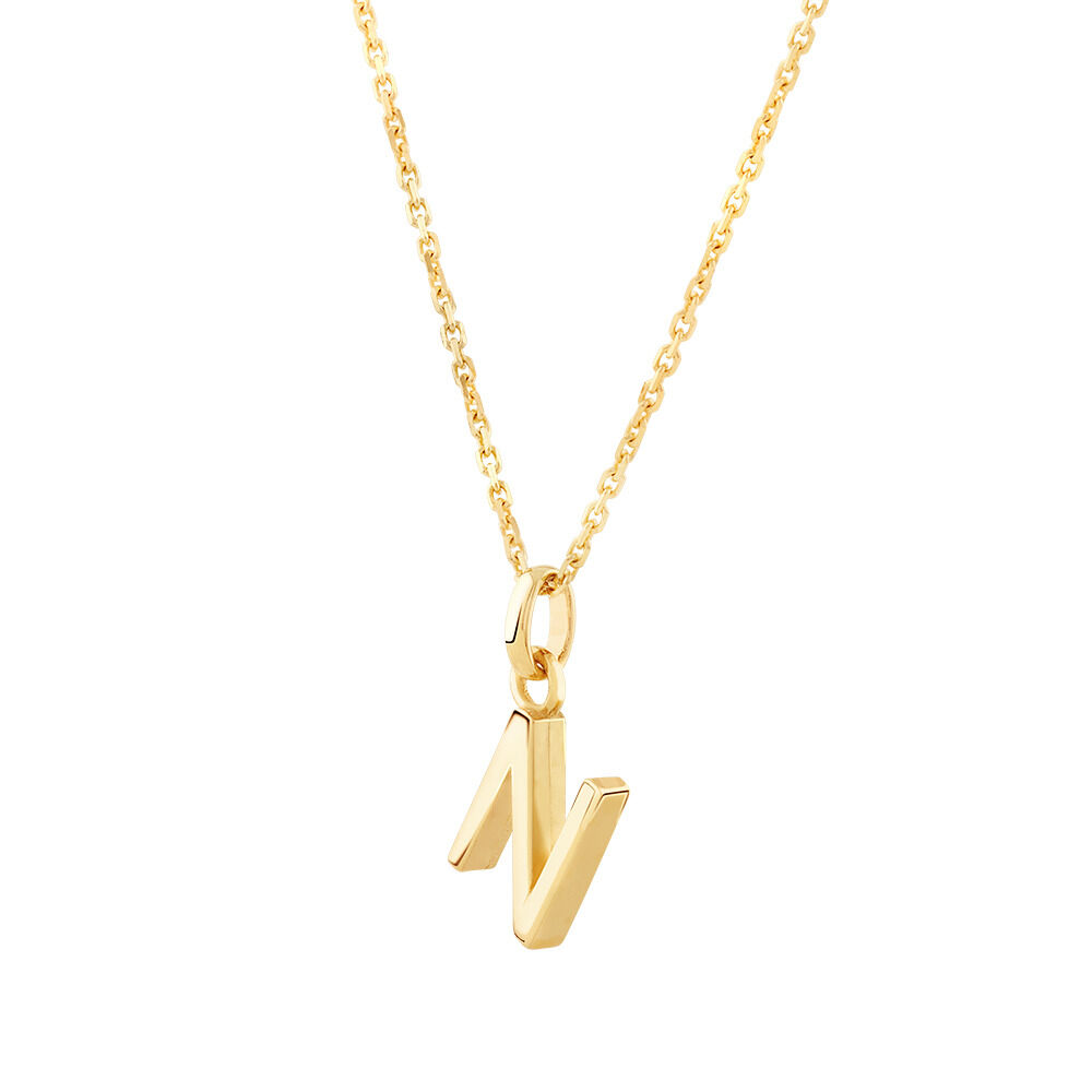 N Initial Pendant in 10kt Yellow Gold