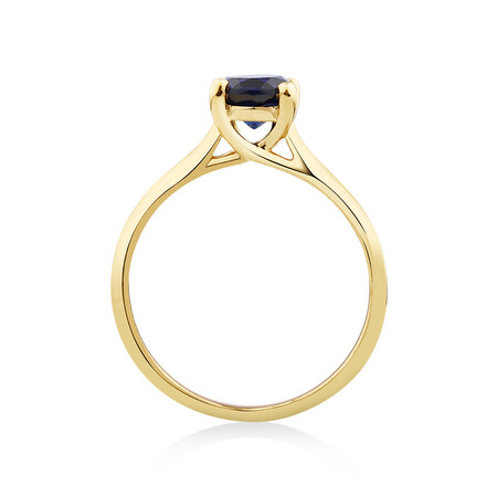 Ring with Laboratory Created Sapphire in 10kt Yellow Gold Ring with Laboratory Created Sapphire in 10kt Yellow Gold