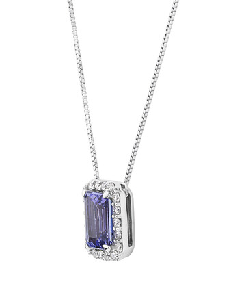 Halo Pendant with Tanzanite & 0.17 Carat TW of Diamonds in 14kt White Gold Halo Pendant with Tanzanite & 0.17 Carat TW of Diamonds in 14kt White Gold
