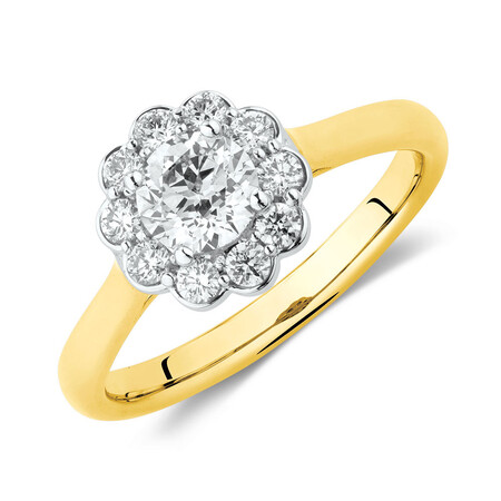 Southern Star Engagement Ring with 0.85 Carat TW of Diamonds in 14kt Yellow & White Gold