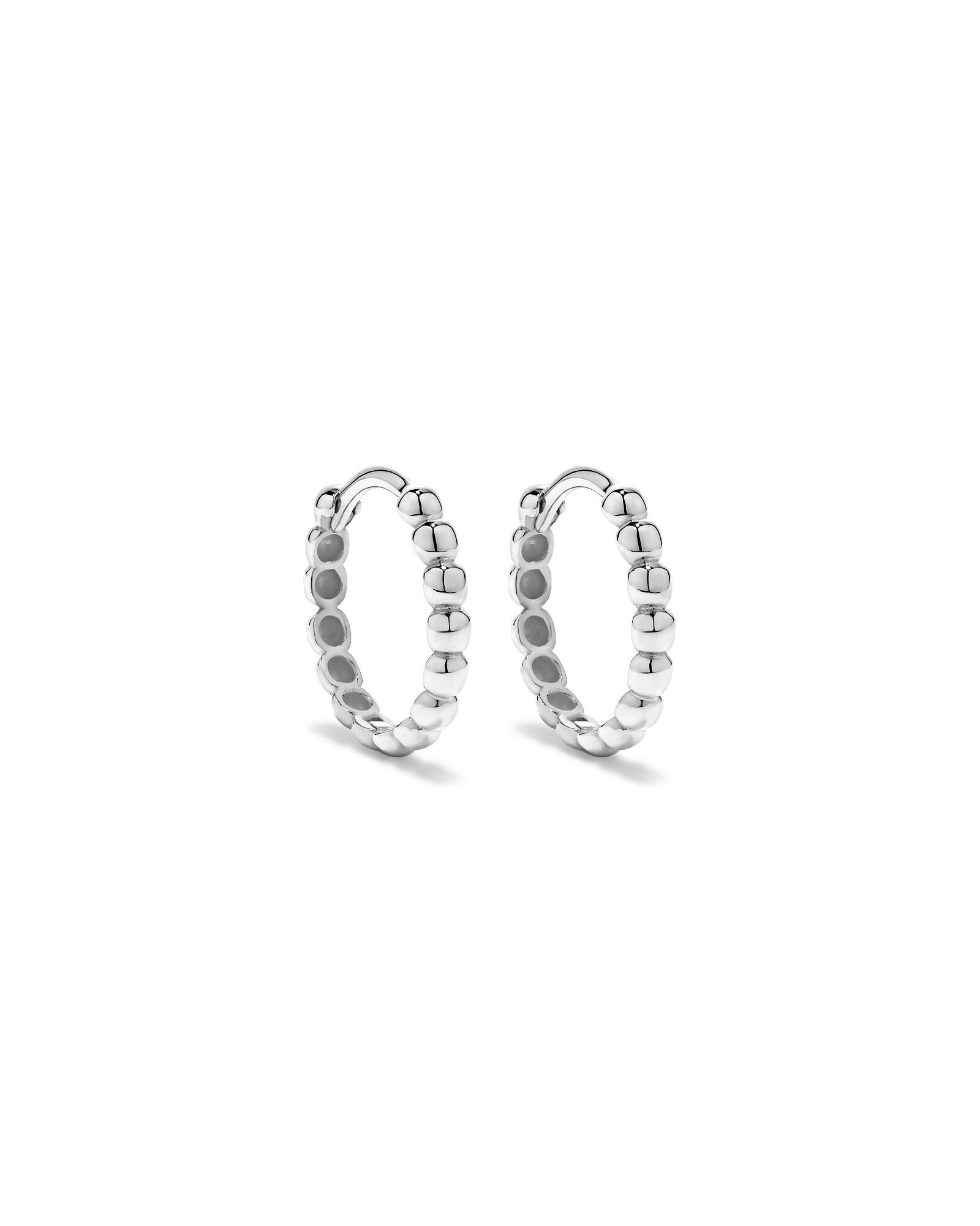 13.5mm Beaded Huggie Earrings in Sterling Silver