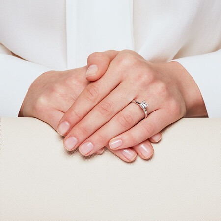 Certified Solitaire Engagement Ring with a 1 Carat TW Diamond in 14kt White Gold Certified Solitaire Engagement Ring with a 1 Carat TW Diamond in 14kt White Gold