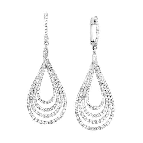 Drop Earrings with 2 Carat TW of Diamonds in 14kt White Gold