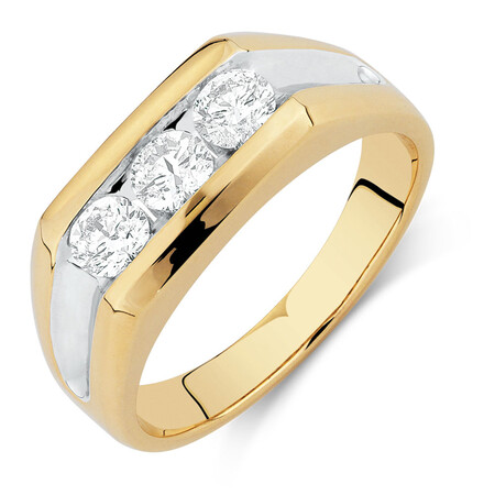 Men's Ring with 1 Carat TW of Diamonds in 10kt Yellow Gold Men's Ring with 1 Carat TW of Diamonds in 10kt Yellow Gold