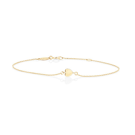 19cm (7.5") Minimal Heart Bracelet In 10kt Yellow Gold
