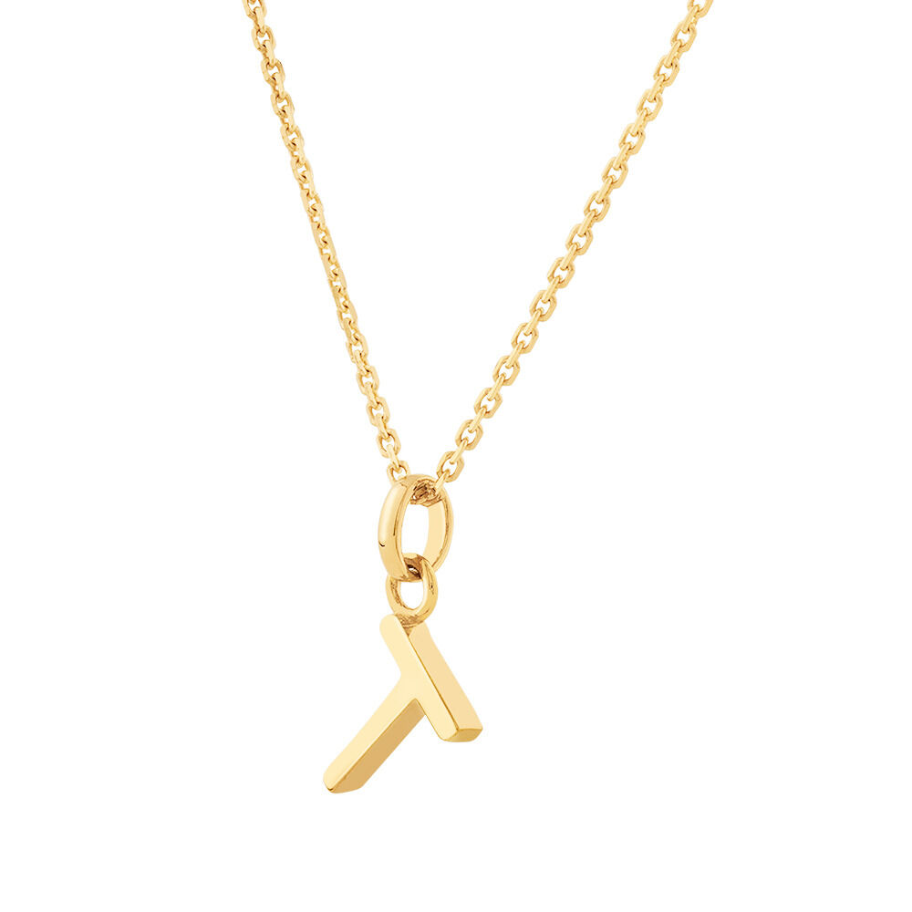 T Initial Pendant in 10kt Yellow Gold