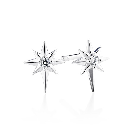 North Star Stud Earrings with Cubic Zirconia in Sterling Silver North Star Stud Earrings with Cubic Zirconia in Sterling Silver