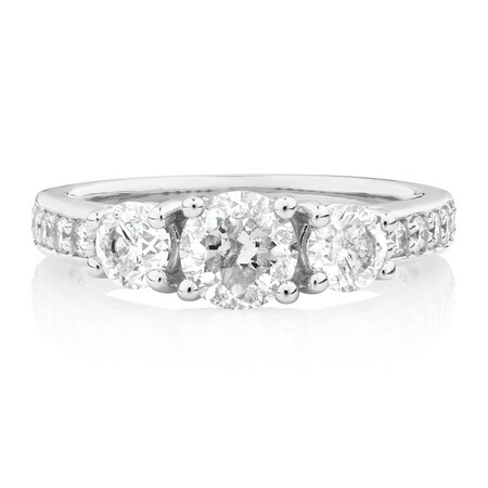 Three Stone Engagement Ring with 1 1/2 Carat TW of Diamonds in 14kt White Gold Three Stone Engagement Ring with 1 1/2 Carat TW of Diamonds in 14kt White Gold