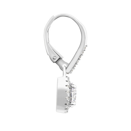 Halo Drop Earrings with Cubic Zirconia in Sterling Silver Halo Drop Earrings with Cubic Zirconia in Sterling Silver