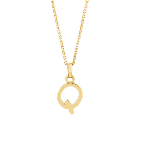 Q Initial Pendant in 10kt Yellow Gold