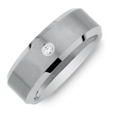 Ring with Diamond in Grey Sapphire Tungsten Ring with Diamond in Grey Sapphire Tungsten