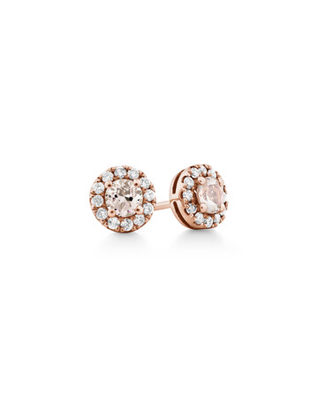 Stud Earrings with Morganite & 0.22 Carat TW of Diamonds in 10kt Rose Gold Stud Earrings with Morganite & 0.22 Carat TW of Diamonds in 10kt Rose Gold