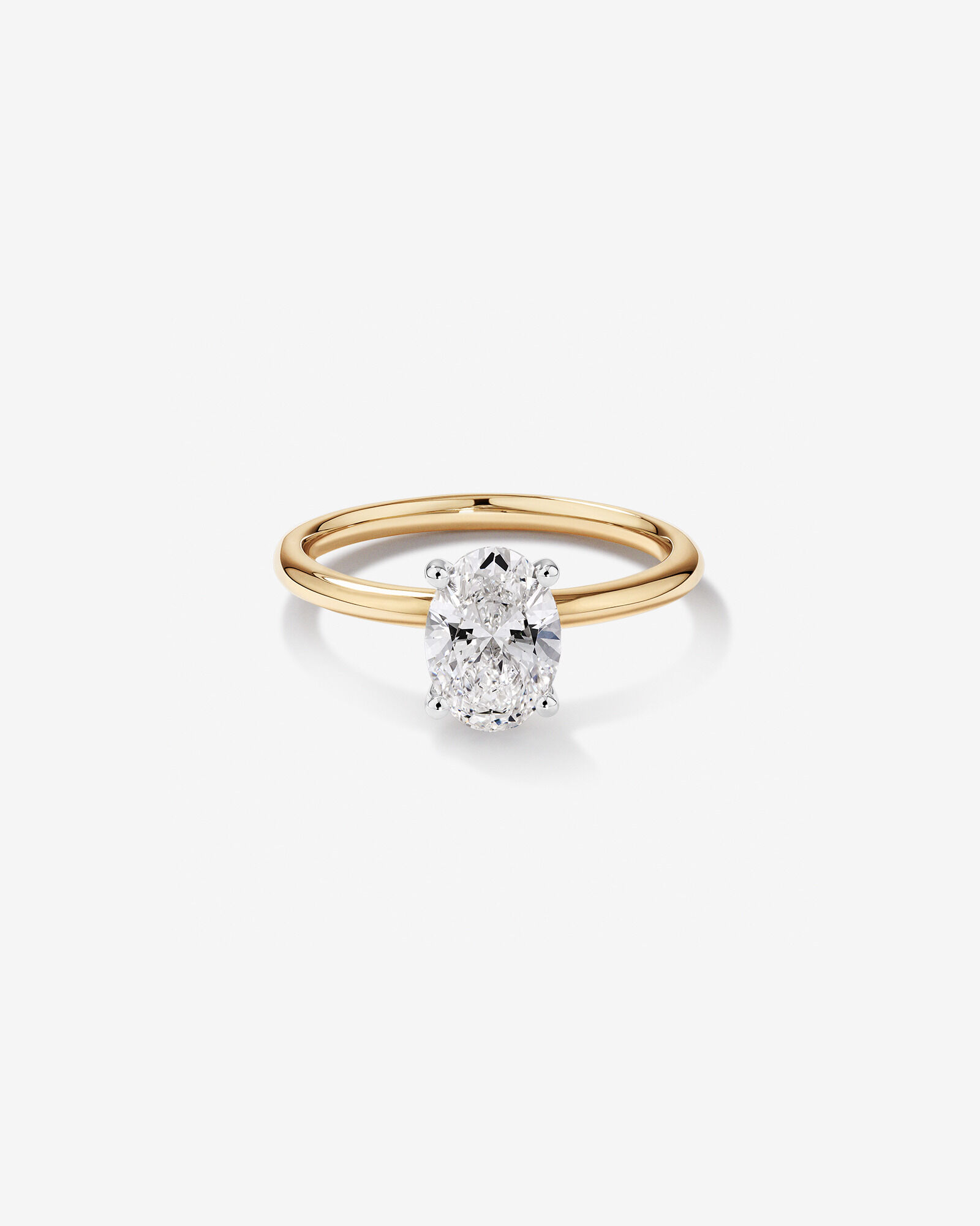Bague De Fiançailles Solitaire En Diamant De Laboratoire Ovale De 1,25 Carat Poids Total En Or Jaune Et Blanc 14 Carats