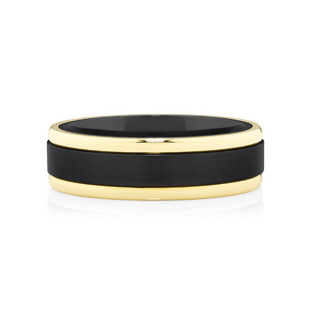 7mm Ring in 10kt Yellow Gold & Black Titanium 7mm Ring in 10kt Yellow Gold & Black Titanium