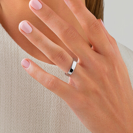 Flat Wedding Band in 10kt White Gold Flat Wedding Band in 10kt White Gold