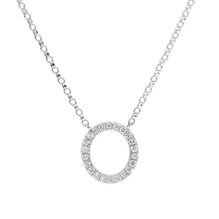 "O" Initial necklace with 0.10 Carat TW of Diamonds in 10kt White Gold "O" Initial necklace with 0.10 Carat TW of Diamonds in 10kt White Gold