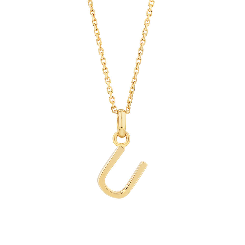 U Initial Pendant in 10kt Yellow Gold