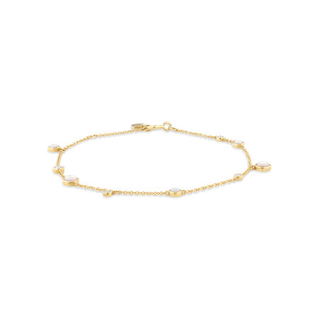 Station Bracelet with Opal & Diamonds in 10kt Yellow Gold Station Bracelet with Opal & Diamonds in 10kt Yellow Gold