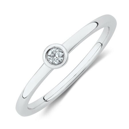 Circle Stacker Ring with Diamonds in Sterling Silver Circle Stacker Ring with Diamonds in Sterling Silver