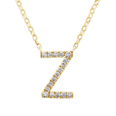 "Z" Initial Necklace with 0.10 Carat TW of Diamonds in 10kt Yellow Gold "Z" Initial Necklace with 0.10 Carat TW of Diamonds in 10kt Yellow Gold