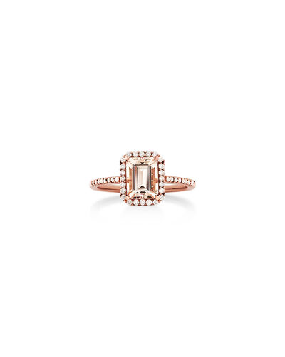 Halo Ring with Morganite & 0.22 Carat TW of Diamonds in 10kt Rose Gold Halo Ring with Morganite & 0.22 Carat TW of Diamonds in 10kt Rose Gold