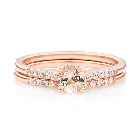 Evermore Bridal Set with Morganite & 1/5 Carat TW of Diamonds in 10kt Rose Gold Evermore Bridal Set with Morganite & 1/5 Carat TW of Diamonds in 10kt Rose Gold