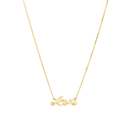 Love Necklace with Diamonds in 10kt Yellow Gold Love Necklace with Diamonds in 10kt Yellow Gold