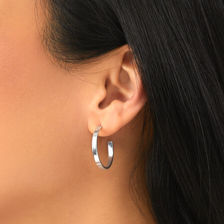 Flat Open Hoop Stud Earrings in Sterling Silver Flat Open Hoop Stud Earrings in Sterling Silver