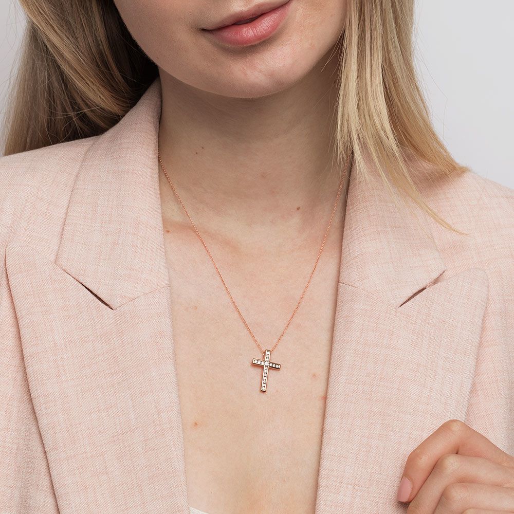 Cross Pendant in 10kt Rose Gold With 0 