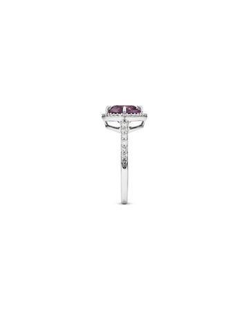 Halo Ring with Amethyst & .34 Carat TW of Diamonds in 10kt White Gold Halo Ring with Amethyst & .34 Carat TW of Diamonds in 10kt White Gold
