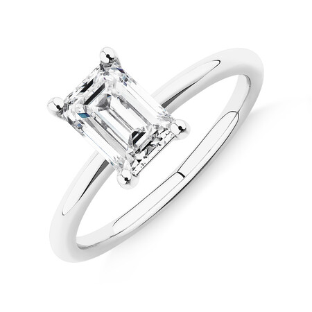 Laboratory-Created 1.25 Carat Emerald Cut Diamond Ring In 14kt White Gold Laboratory-Created 1.25 Carat Emerald Cut Diamond Ring In 14kt White Gold
