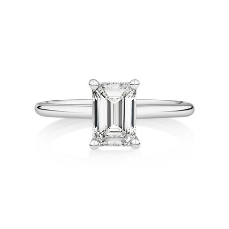 Laboratory-Created 1.50 Carat Emerald Cut Diamond Ring In 14kt White Gold Laboratory-Created 1.50 Carat Emerald Cut Diamond Ring In 14kt White Gold