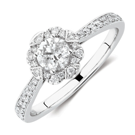 Engagement Ring with 0.61 Carat TW of Diamonds in 14kt White Gold Engagement Ring with 0.61 Carat TW of Diamonds in 14kt White Gold