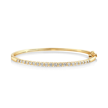 Oval Bangle with 1 Carat of TW Diamonds in 10kt Yellow Gold Oval Bangle with 1 Carat of TW Diamonds in 10kt Yellow Gold
