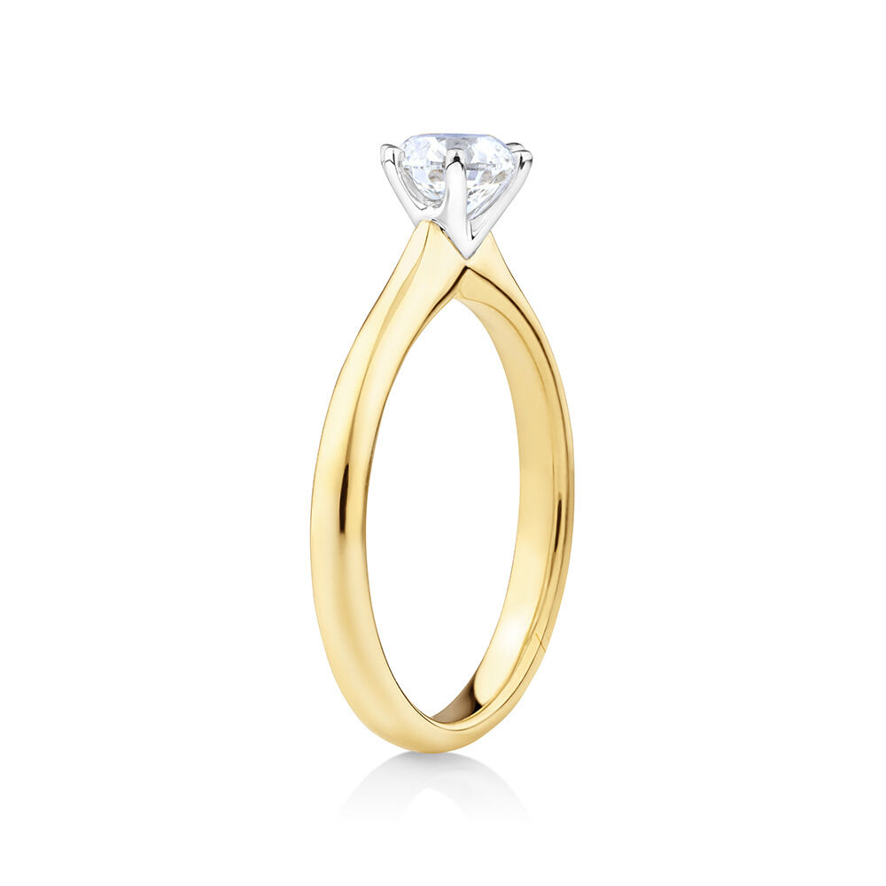 Certified Solitaire Engagement Ring with a 3/4 Carat TW Diamond in 18kt Yellow & White Gold