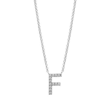 "F" Initial necklace with 0.10 Carat TW of Diamonds in 10kt White Gold "F" Initial necklace with 0.10 Carat TW of Diamonds in 10kt White Gold