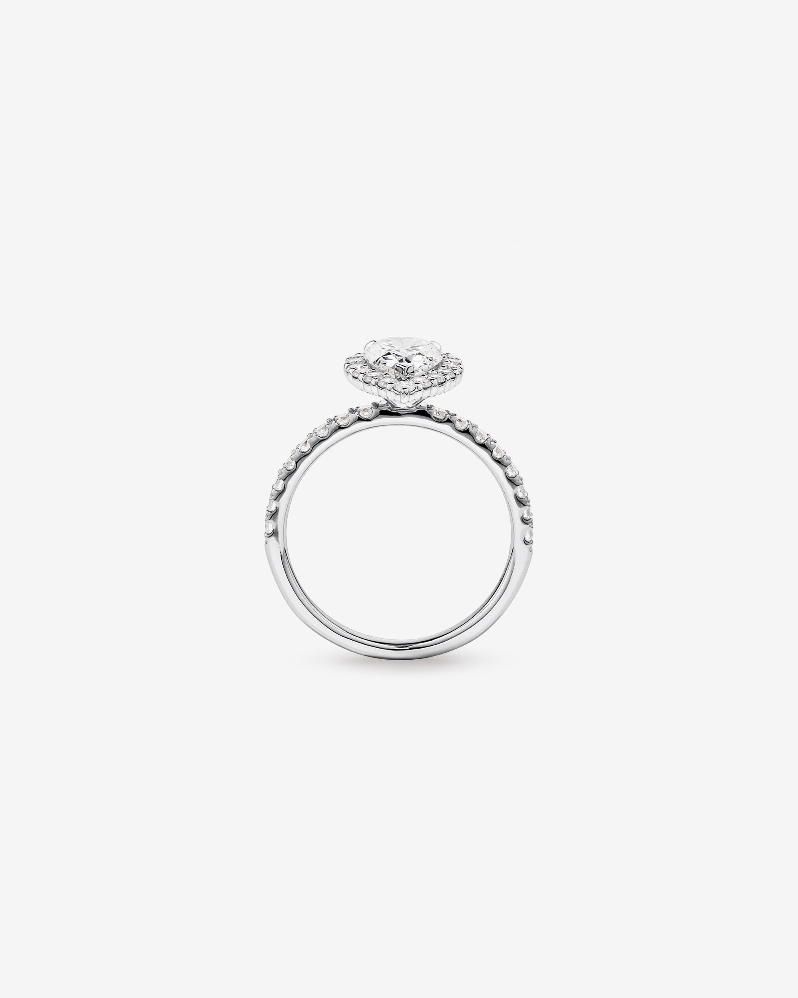 1.82 Carat TW Pear Cut Laboratory-Grown Diamond Halo Engagement Ring in 14kt White Gold