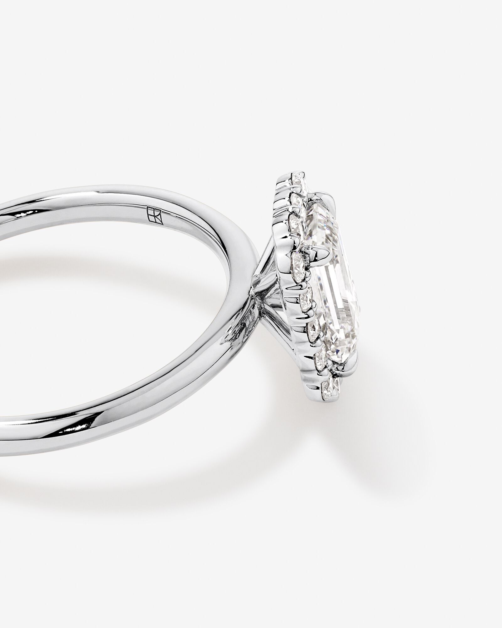 Carat TW Emerald Cut Laboratory-Grown Diamond Halo Engagement Ring in 14kt Gold