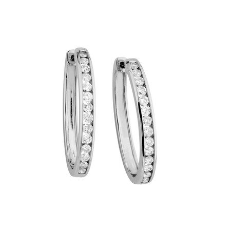 Huggie Earrings with 1 Carat TW of Diamonds in 10kt White Gold