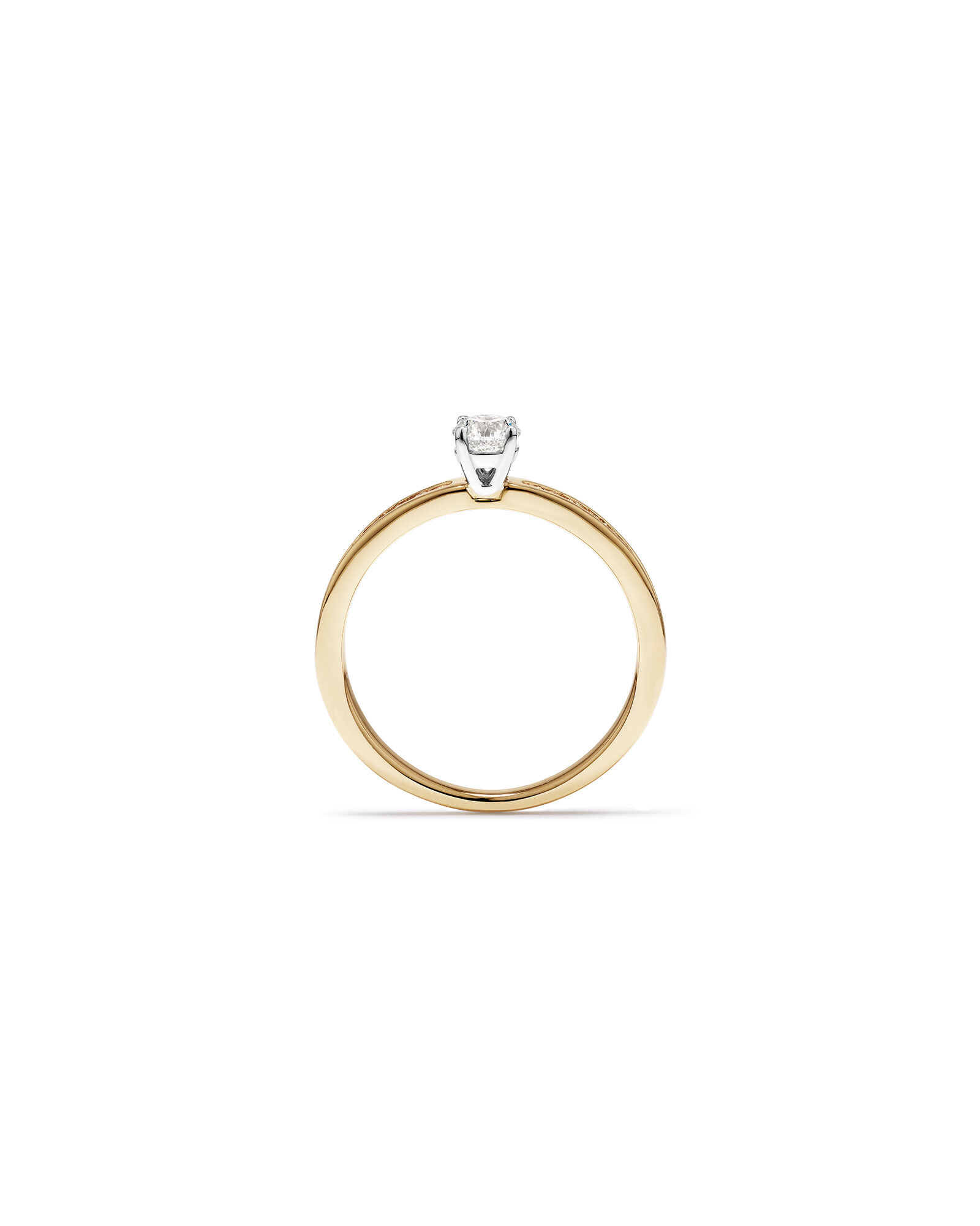 Bague avec diamant Signature 101 rond brillant de 0,45 carat TW en or jaune et blanc 14 carats