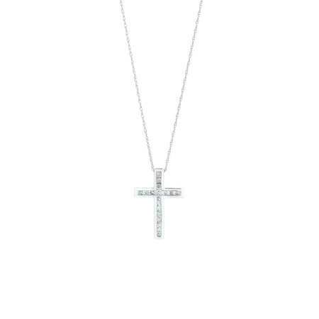 Cross Pendant in 10kt White Gold With 1/4 Carat TW of Diamonds