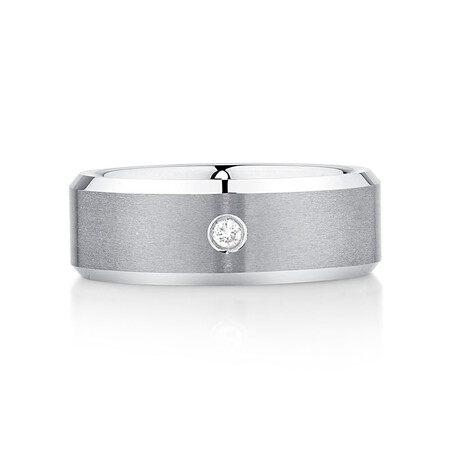 Ring with Diamond in Grey Sapphire Tungsten Ring with Diamond in Grey Sapphire Tungsten