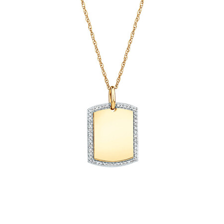 Rectangular Frame Pendant With Diamonds In 10kt Yellow Gold