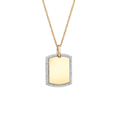 Rectangular Frame Pendant With Diamonds In 10kt Yellow Gold Rectangular Frame Pendant With Diamonds In 10kt Yellow Gold