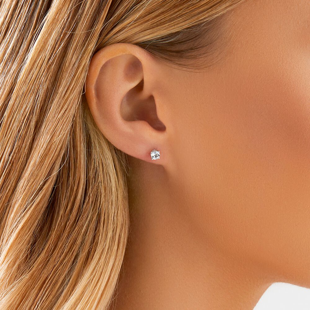 Stud Earrings With Aquamarine In 10kt White Gold