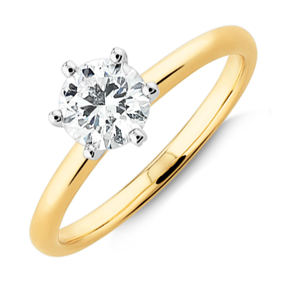 Michael Hill Solitaire Engagement Ring with a 0.70 Carat TW Diamond with the De Beers Code of Origin in 18kt Yellow White Gold