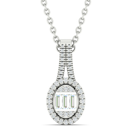 Oval Pendant with 0.25 Carat TW of Diamonds in 10kt White Gold Oval Pendant with 0.25 Carat TW of Diamonds in 10kt White Gold