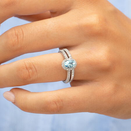 Bridal Set with 1/2 Carat TW of Diamonds & Aquamarine in 14kt White Gold Bridal Set with 1/2 Carat TW of Diamonds & Aquamarine in 14kt White Gold