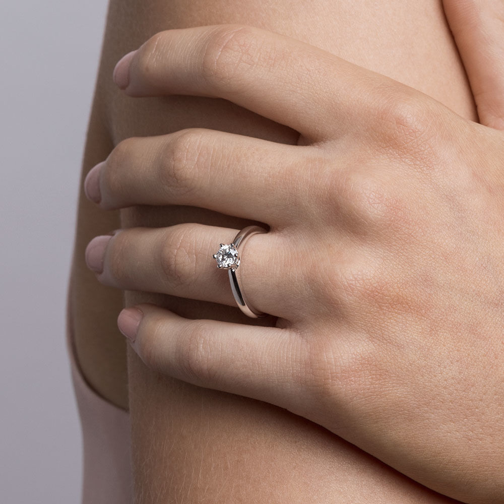 Whitefire Solitaire Engagement Ring with a 1/2 Carat TW Diamond in 18kt White & 22kt Yellow Gold