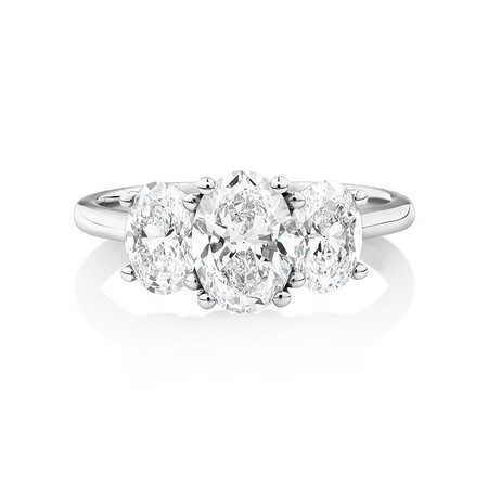 2 Carat Three Stone Oval Laboratory-Created Diamond Ring In 14kt White Gold 2 Carat Three Stone Oval Laboratory-Created Diamond Ring In 14kt White Gold